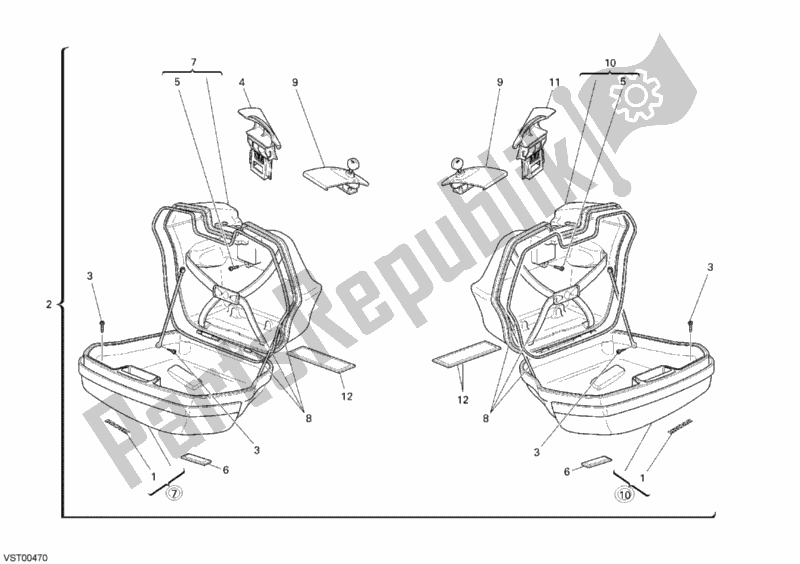 Alle onderdelen voor de Zijtassen van de Ducati Sport ST3 S ABS USA 1000 2007